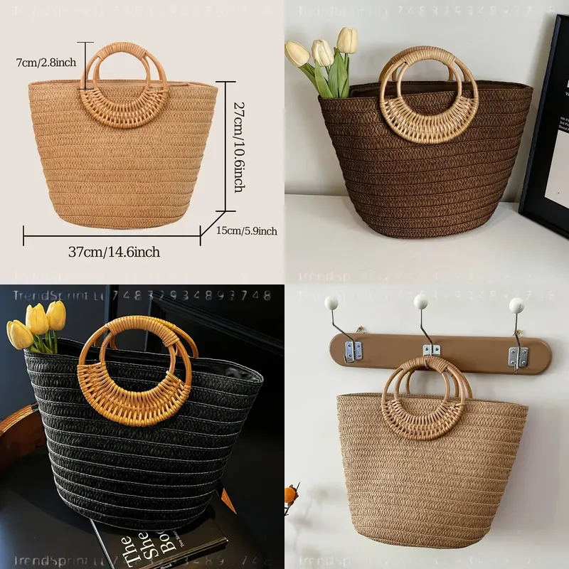 Women'S Bags Handbags - Damska letnia torba papierowa tkana, duża